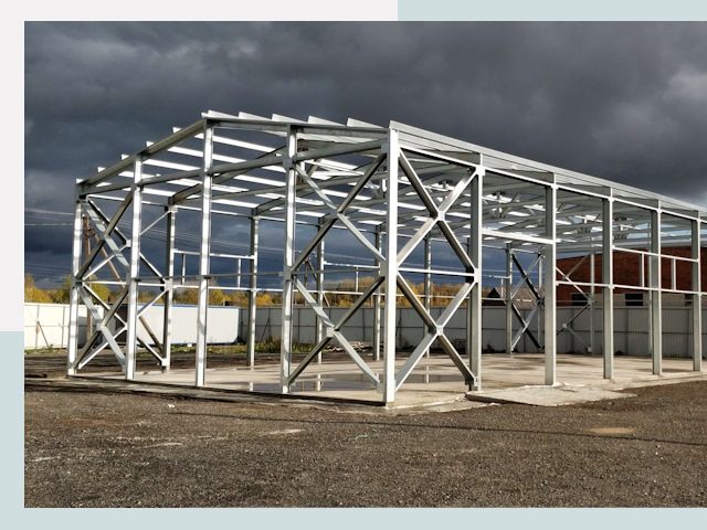 Двускатные ангары в Полысаево от 617 руб. за квадрат